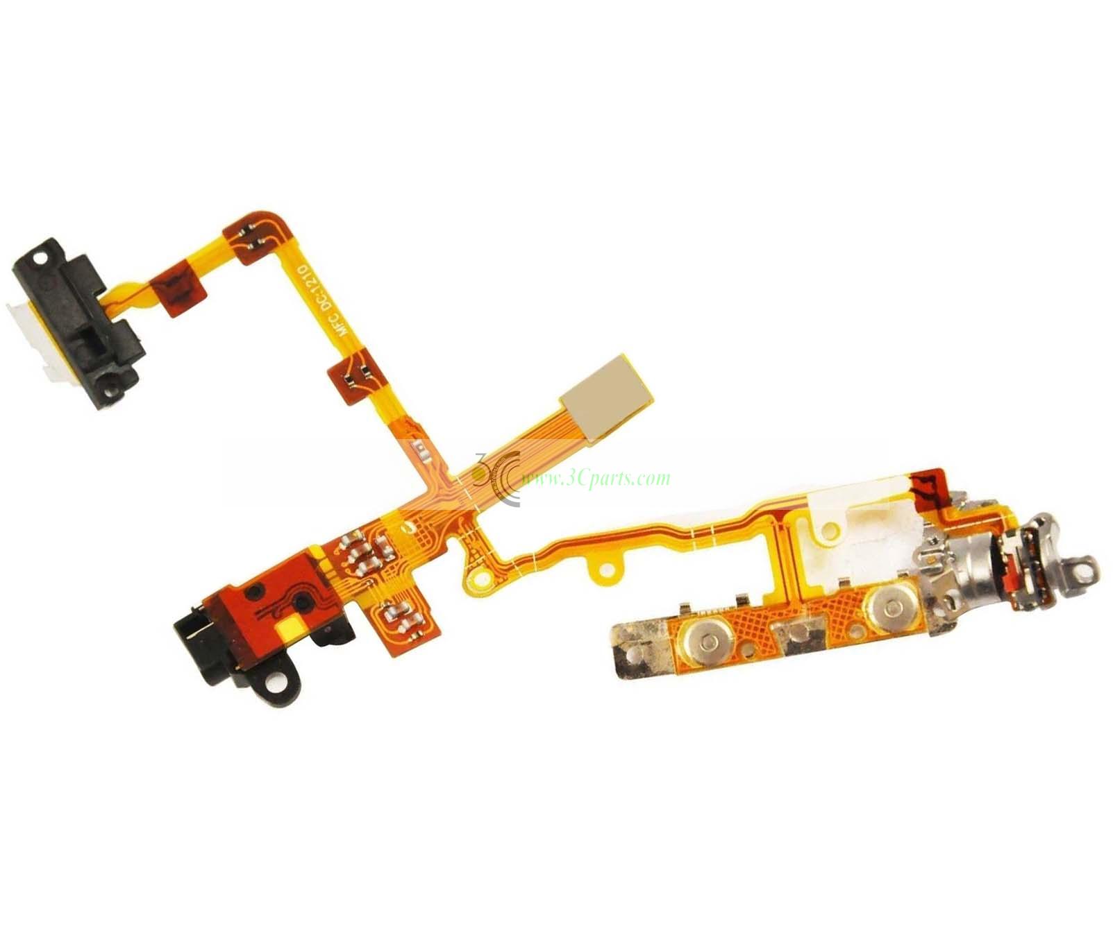 Headphone Audio Jack Flex Cable With Metal Buttons Pre-Installed Black repair parts for iPhone 3G 