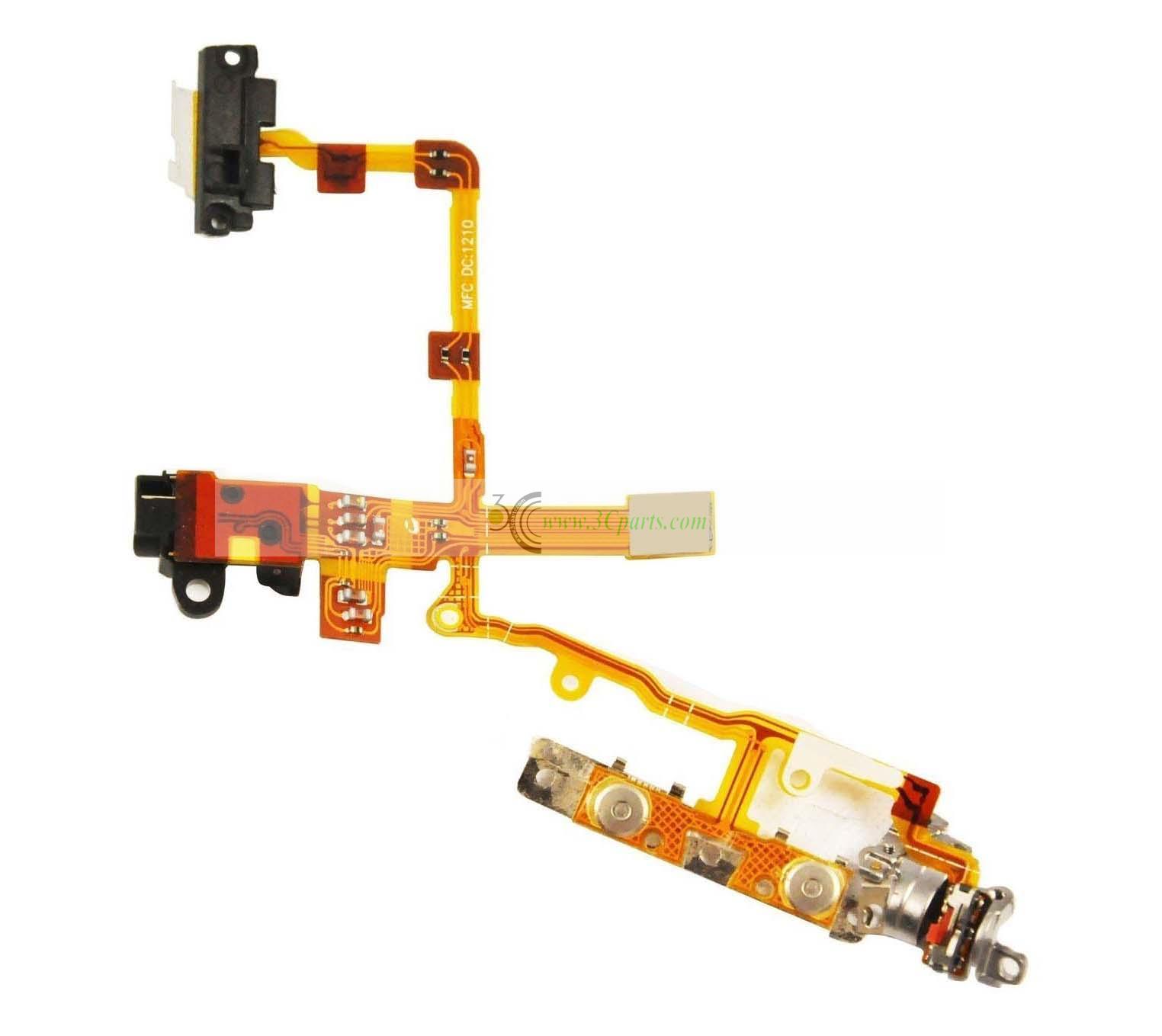 Headphone Audio Jack Flex Cable With Metal Buttons Pre-Installed Black repair parts for iPhone 3Gs