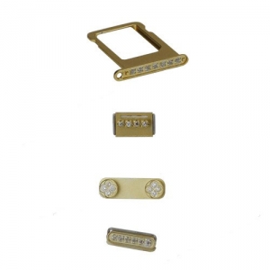 Side Buttons with White Rhinestone - Gold for iPhone 5 ​