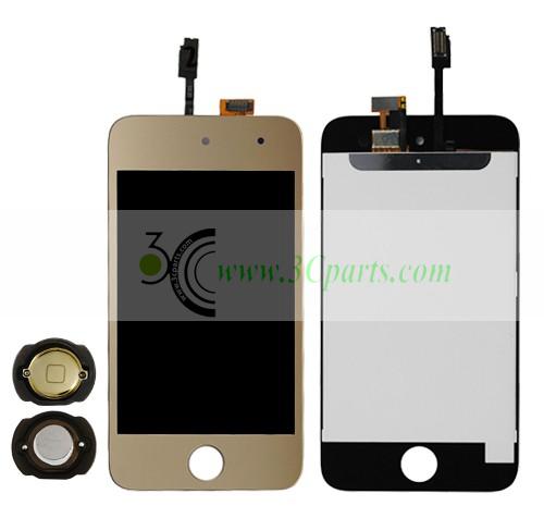 Gold LCD Touch Digitizer Screen Assembly replacement for iPod Touch 4