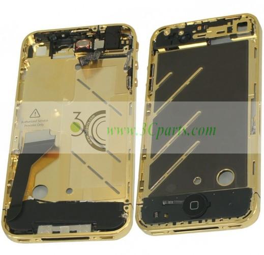Plated Gold Middle Frame with Bezel Full Assembly replacement for iPhone 4G