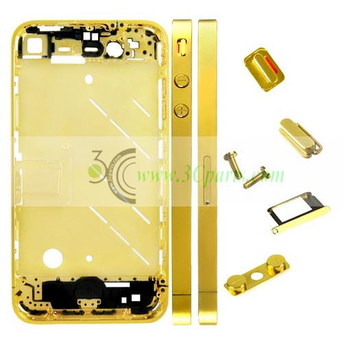 Plated Gold Mid Frame Bezel replacement for iPhone 4s