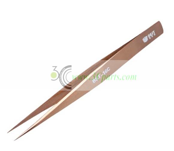 Highly Precise BST-16C Stainless Steel Plated Brown Tweezers
