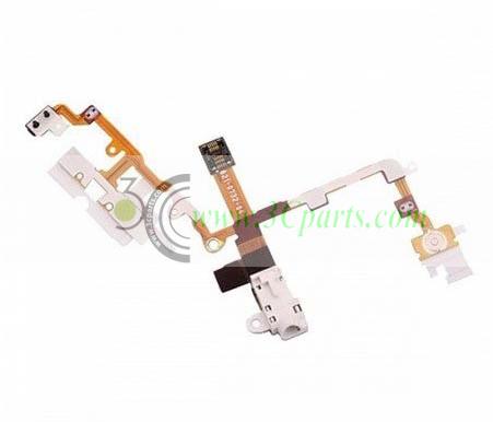 Headphone Audio Jack Flex Cable With Metal Buttons Pre-Installed White repair parts for iPhone 3G 