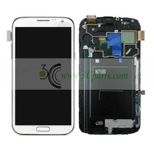LCD Assembly with Frame Full Assembly replacement for Samsung N7100 Galaxy Note 2 White