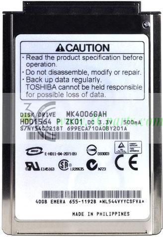 MK4006GAH 40GB Hard Drive replacement for iPod Video