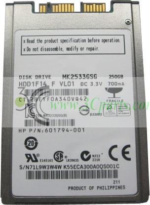 1.8' inch Micro SATA MK2533GSG 250 GB 8mm Hard Drive replacement  for Dell XT1 XT2