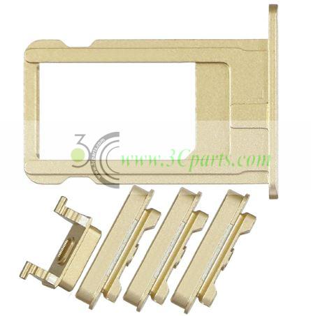 5 in 1 Sim Card Tray with Side Buttons replacement for iPhone 6 Plus Gold 