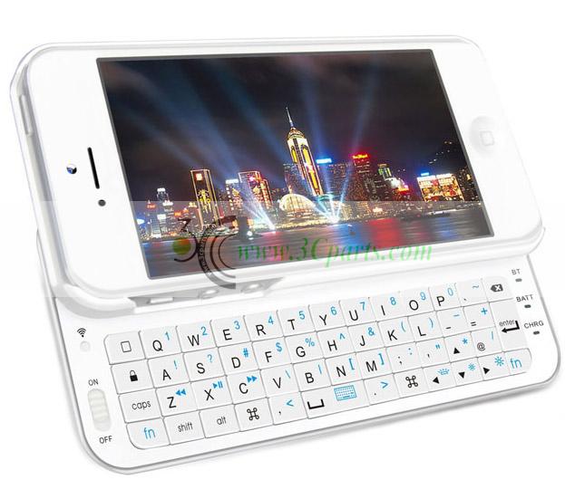 Slide Bluetooth Keyboard Case for iPhone 5 White