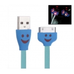 1m Smile Pattern Flat Noodle Style Luminous USB Data Sync Charger Cable for iPhone 4 4S