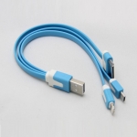 3 in 1 Colorful Flat Cable 8 Pin 30 Pin Micro USB to USB 2.0 Charger Cable Adapter for iPhone 4 5