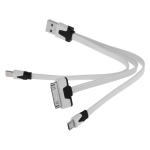 3 in 1 Flat Cable 8 Pin 30 Pin Micro USB to USB 2.0 Charger Cable Adapter for iPhone 4 5