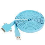 3 in 1 Pure Color 8 Pin 30 Pin Micro 5 Pin Flat USB Charging Cable for iPhone 6 6+ iPhone 5