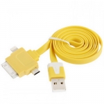3 in 1 Two Color 8 Pin 30 Pin Micro 5 Pin Flat USB Charging Cable for iPhone 6 6+ iPhone 5