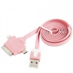 3 in 1 Two Color 8 Pin 30 Pin Micro 5 Pin Flat USB Charging Cable for iPhone 6 6+ iPhone 5