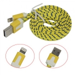 Colorful Nylon Netting Noodle Shape USB Data Sync Charger Cable for iPhone 5 5S 5C iPad 4 Mini​