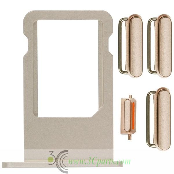 5 in 1 Sim Card Tray with Side Buttons replacement for iPhone 6S Plus Gold