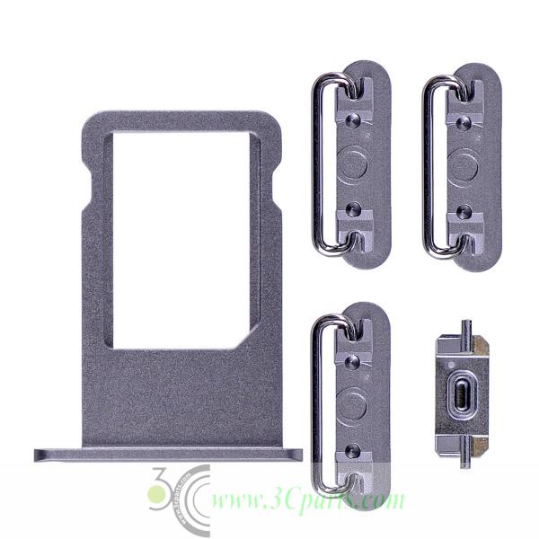 5 in 1 Sim Card Tray with Side Buttons replacement for iPhone 6S Plus Grey