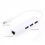 USB 3.1 Type C USB-C to RJ45 Ethernet Network LAN Cable Adapter with Multiple 3 Ports USB Hub For 20...