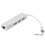 Micro USB to Network LAN Adapter Ethernet RJ45 with 3 Port USB 2.0 HUB Adapter for Android Tablets M...