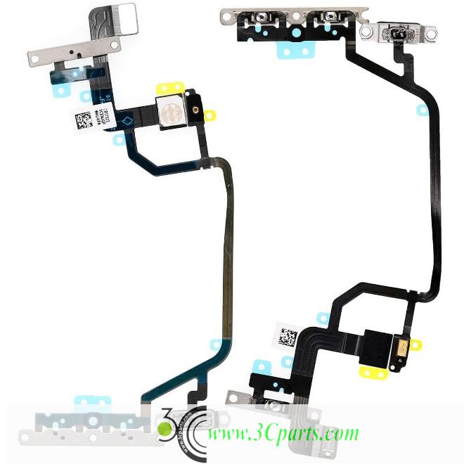 Power/Volume Button Flex Cable with Metal Bracket Assembly Replacement for iPhone Xr