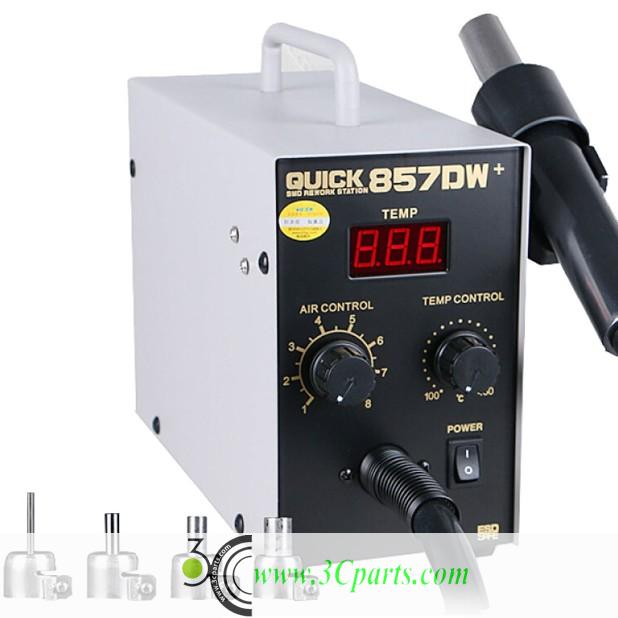 QUICK 857DW+ Lead Free Adjustable Hot Air Heat Gun With Helical Wind Rework Soldering Station