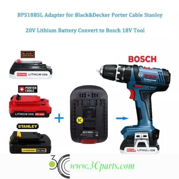 BPS18BSL Battery Converter Adapter for Black Decker & Stanley & Porter Cable 20V Li-ion Battery Used to for Bosch 18V Li